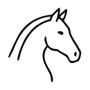 Ein illustrierter Pferdekopf als Symbol.